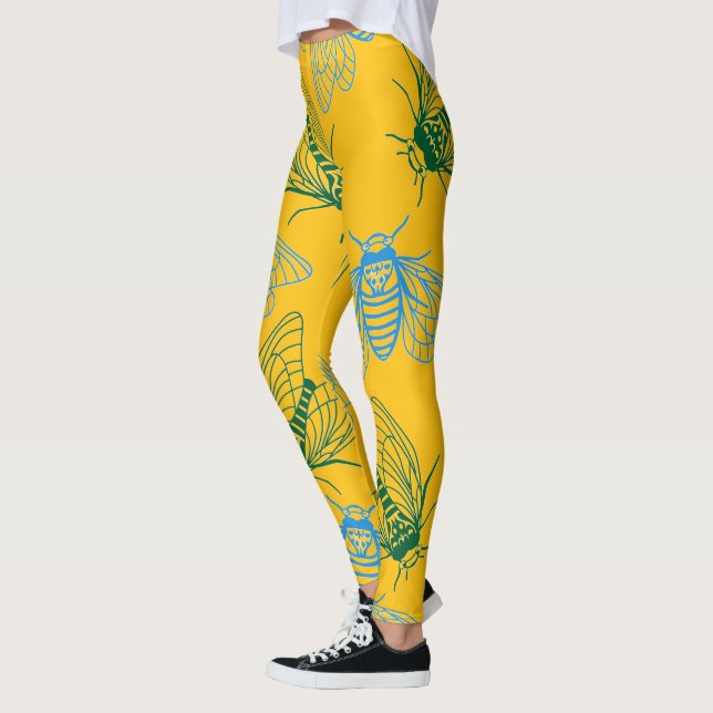 Legging Cicada Botanical Illustration Pattern Yellow (Esquerda)