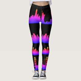 Legging Cidade dos EUA - Skylines Neon Nightlife