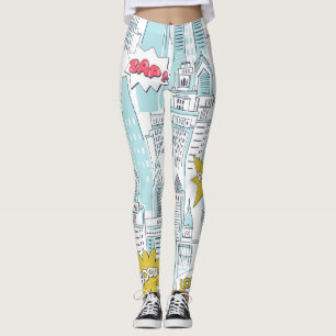 Legging Cidade dos quadrinhos: padrão vintage