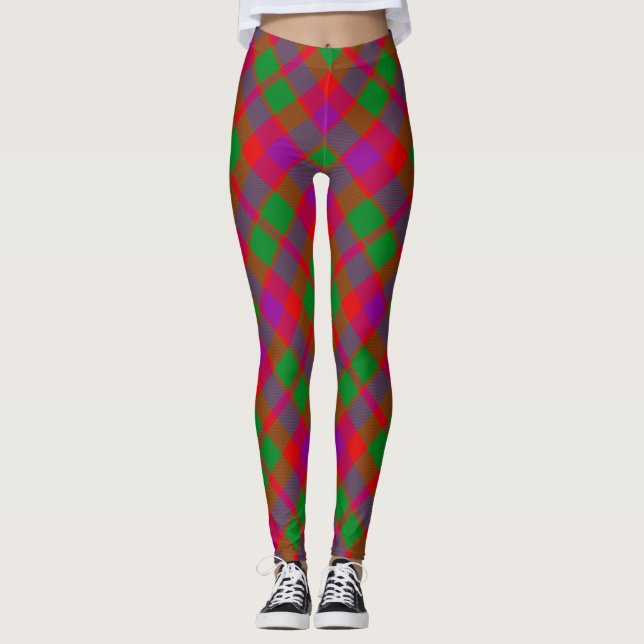 Legging Cidade Glasgow Tartain Xadrez Vermelha Verde Roxo (Frente)