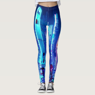 Legging Cidade Neon Futurística Cyberpunk