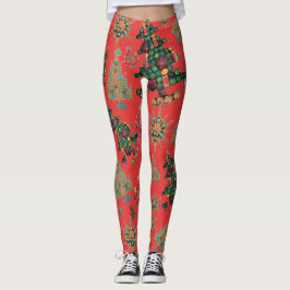 Legging Cinabar da Joia da Árvore de Natal na moda