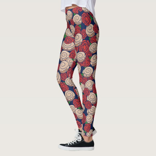 Legging Cinnamon Roll Lovers Rosas Floral Foodie Humor (Esquerda)