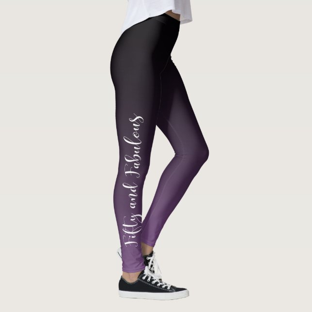 Legging Cinqüênta & branco fabuloso em Ombre roxo & preto (Direita)