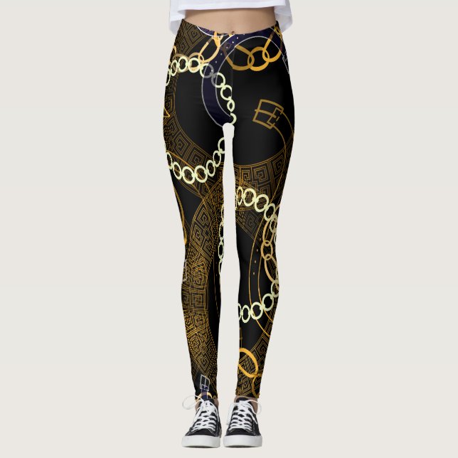 Legging Cintos Criativos Mistura Cadeias Gregas (Frente)