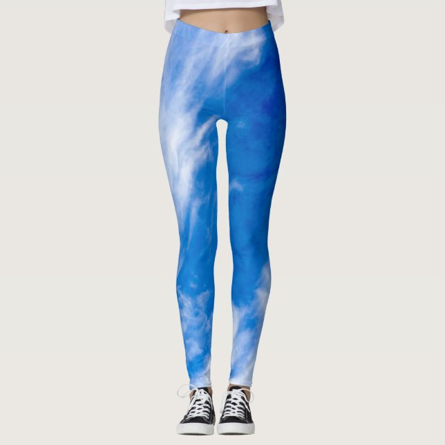 Legging Cintura Branca E Azul (Frente)