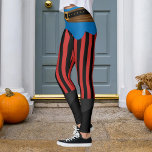 Legging Cintura de Pirata Vertical Preta Vermelha<br><div class="desc">Personalizar para alterar a cor secundária e aumentar ou diminuir o tamanho do padrão de distribuição preta. Cinturão pirata e faixa com botas falsas.</div>