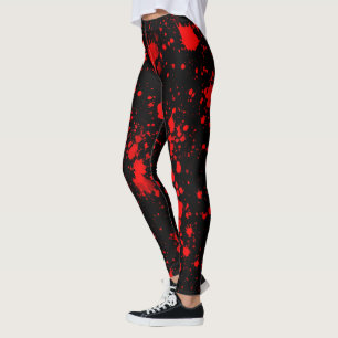 Legging Cintura Vermelha Negra Colorida Splash Artístico