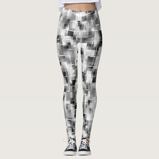 Legging Cinza abstrato Black White (Frente)