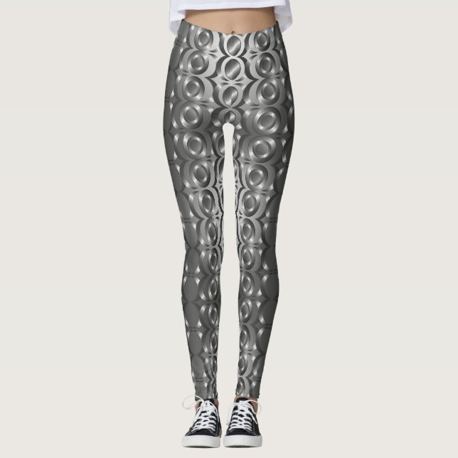Legging Cinza, abstrato de pernas pretas (Frente)