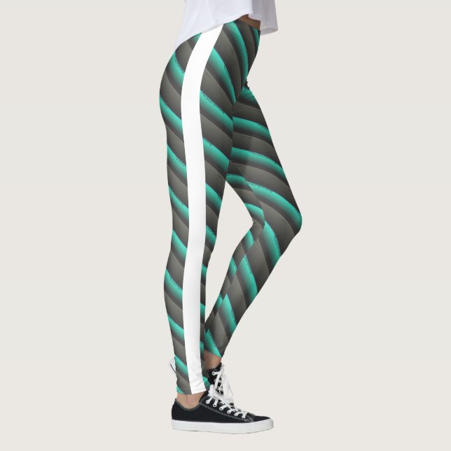 Legging CINZA abstrato MODERN desenhar em branco verde (Direita)