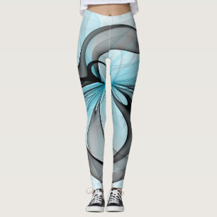 Legging Cinza Antracite Arte Fractal Azul Moderna