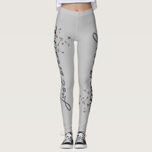Legging Cinza Apenas Respire Dente-de-Leão Ioga Inspirador
