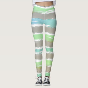 Legging Cinza Azul Verde Faixa de Água