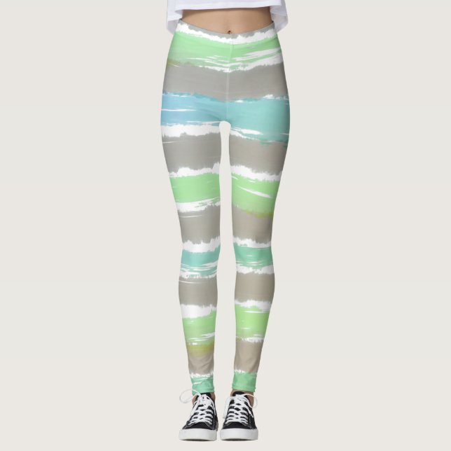 Legging Cinza Azul Verde Faixa de Água (Frente)