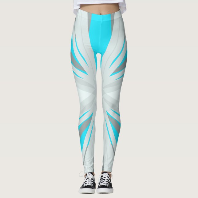 Legging Cinza Azul White Winter Christmas Star Gym Yoga (Frente)