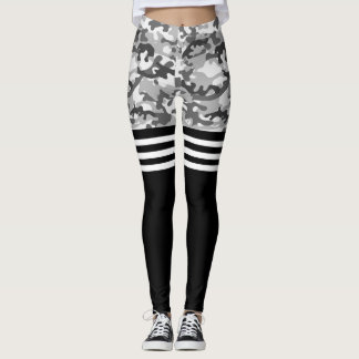 Legging Cinza camo e tripla branca