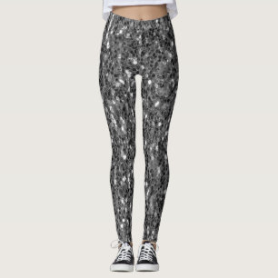 Legging Cinza cintilação de prata escura