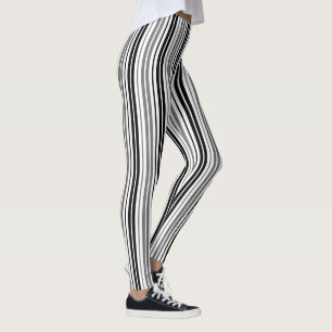 Legging Cinza Cinza Preto Branco Listras Padrão  