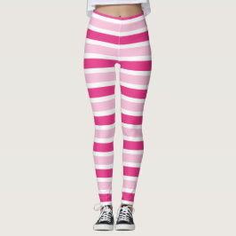 Legging Cinza Clássico, Rosa Quente, Rosa Quente e Stripes