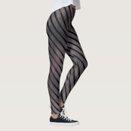 Legging Cinza com faixas pequenas quadradas, fundo avermel