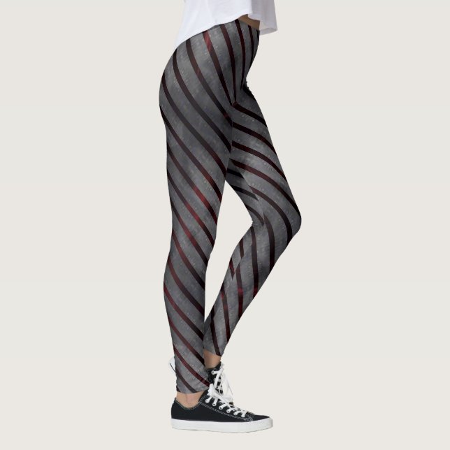 Legging Cinza com faixas pequenas quadradas, fundo avermel (Direita)