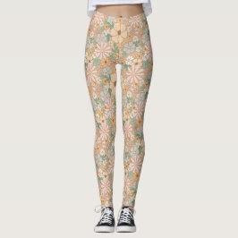 Legging Cinza Cor-de-rosa cor laranja pêssego Floral