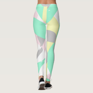 Legging Cinza de Arte Abstrato de Pastel Pálido Branco Cor