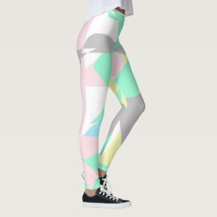 Legging Cinza de Arte Abstrato de Pastel Pálido Branco Cor