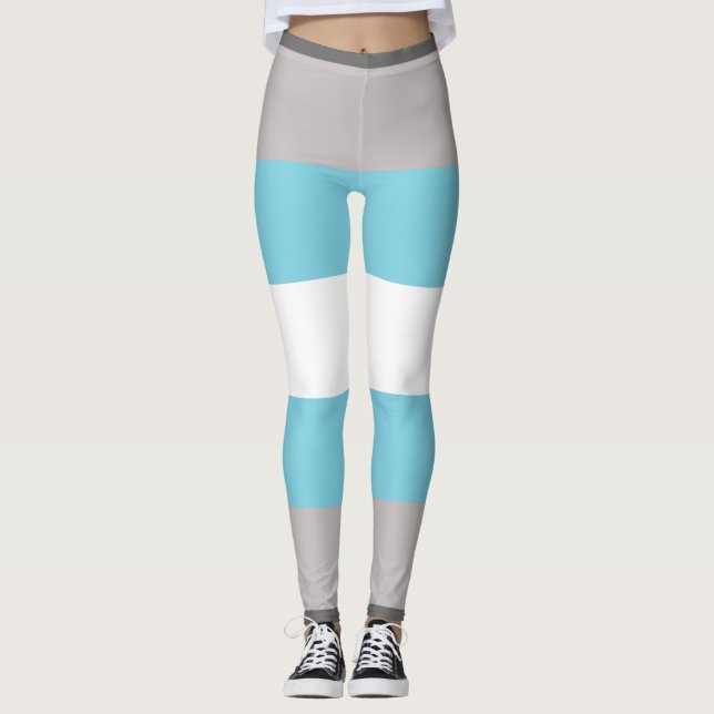Legging Cinza de Bandeiras do Demiboy LGBT Azul Branco (Frente)