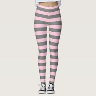 Legging Cinza de carvão vegetal e listras cor-de-rosa