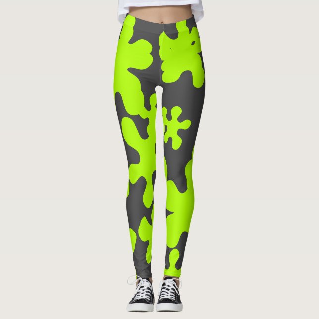 Legging cinza de carvão verde (Frente)
