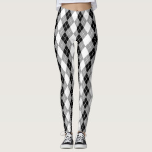 Legging Cinza de Diamante de Argyle Branco Negro