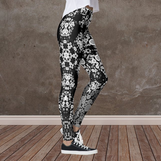Legging Cinza de Flor Dot Mandala e Preto (Criador carregado)