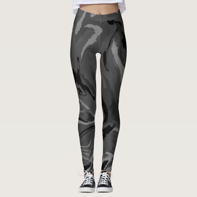 Legging Cinza de luxo Abstrato mágica de de cor d'água pre (Frente)
