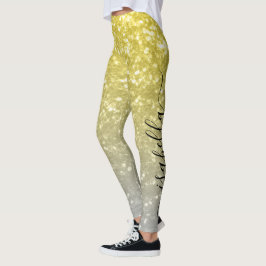 Legging Cinza de ouro leve ombre faux sparkles Nome person