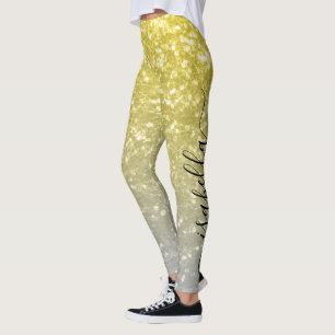 Legging Cinza de ouro leve ombre faux sparkles Nome person