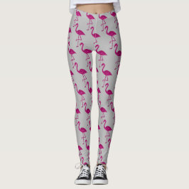 Legging Cinza de padrão brilhante flamingo Pink
