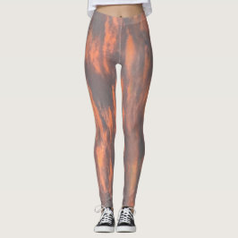 Legging Cinza de Pêssego de abstrato Impressão Legal