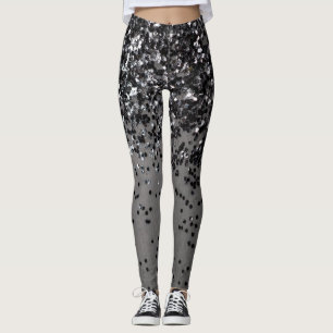 Legging Cinza de prata brilha nº 4 (faux glitter) #shiny #