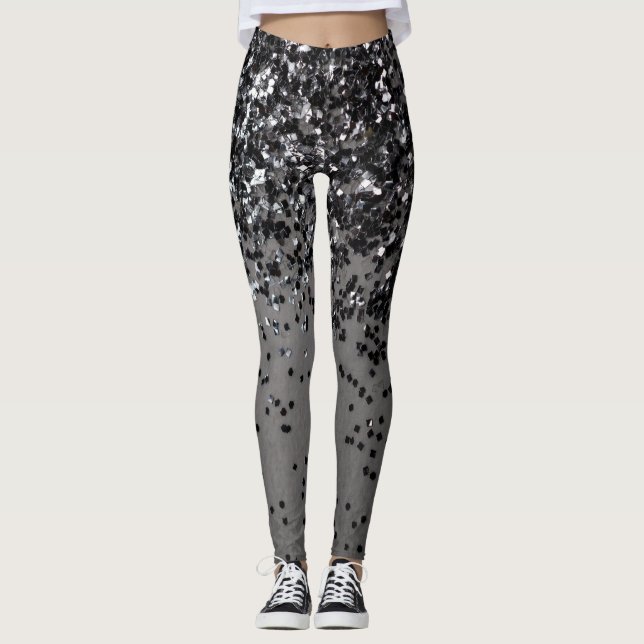 Legging Cinza de prata brilha nº 4 (faux glitter) #shiny # (Frente)