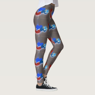 Legging cinza de sereias azuis de cauda vermelha