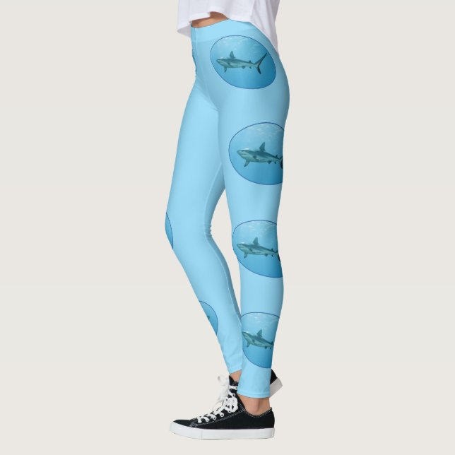 Legging Cinza de tubarão-frade, ilha Yap - design fotográf (Esquerda)