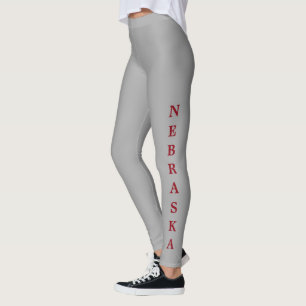 Legging Cinza do Nebraska Red Lettering