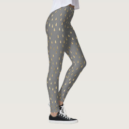 Legging Cinza Dourada Raindrop Modern Trendy Yoga