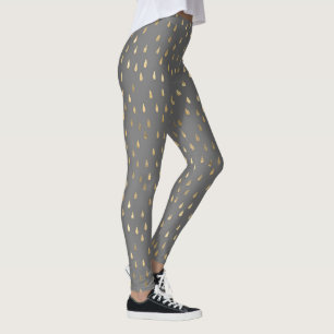 Legging Cinza Dourada Raindrop Modern Trendy Yoga