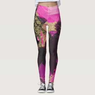 Legging Cinza Dourado, Cor-de-rosa, com brilho moderno de 