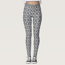 Legging Cinza e padrão branco