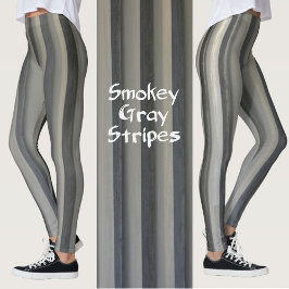 Legging Cinza e Preto Fumê Monocromático Listrado