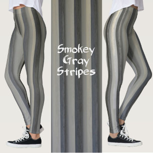 Legging Cinza e Preto Fumê Monocromático Listrado
